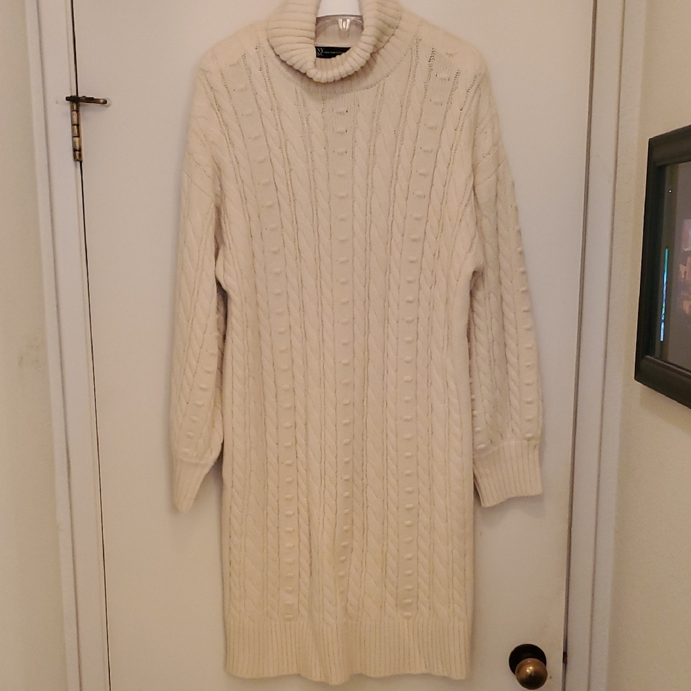 NY&C Cream Cable Knit Sweater Dress